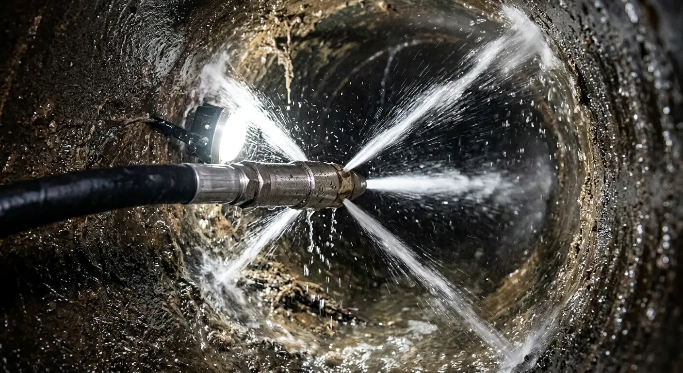 High-pressure hydro jetting nozzle cleaning sewer pipe for Sewer Line Relining in Philadelphia